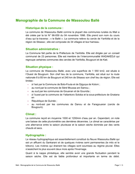 Monographie De La Commune De Wassoulou Ballé