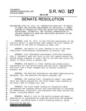 S.R. No. 127 Mar 0 8 2019 Senate Resolution
