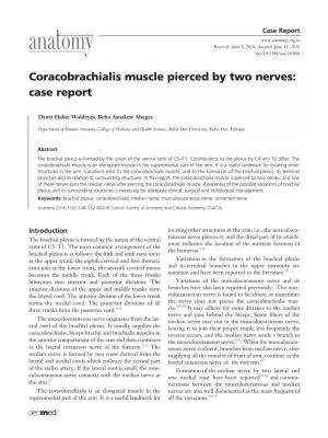 Coracobrachialis Muscle Pierced by Two Nerves: Case Report