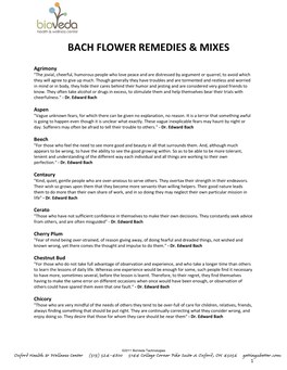Bach Flower Remedies & Mixes