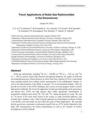 Tracer Applications of Noble Gas Radionuclides in the Geosciences