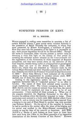 Suspected Persons in Kent