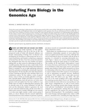 Unfurling Fern Biology in the Genomics Age