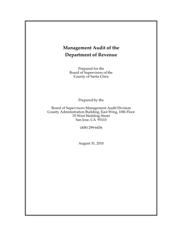 Management Audit of the Department of Revenue