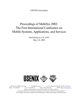 The First International Conference on Mobile Systems, Applications, and Services
