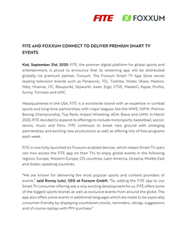Fite and Foxxum Connect to Deliver Premium Smart Tv Events