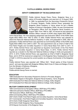 Flotilla Admiral Georgi Penev Deputy Commander of The