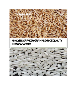 Analysis of Paddy Grain and Rice Quality in Madagascar