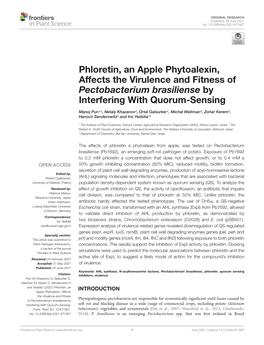Phloretin, an Apple Phytoalexin, Affects the Virulence and Fitness of Pectobacterium Brasiliense by Interfering with Quorum-Sensing