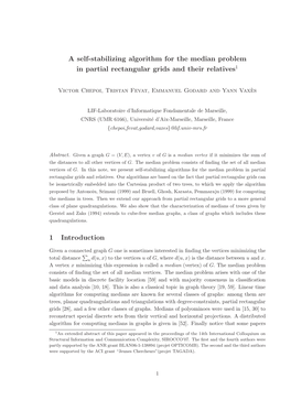 A Self-Stabilizing Algorithm for the Median Problem in Partial Rectangular Grids and Their Relatives1