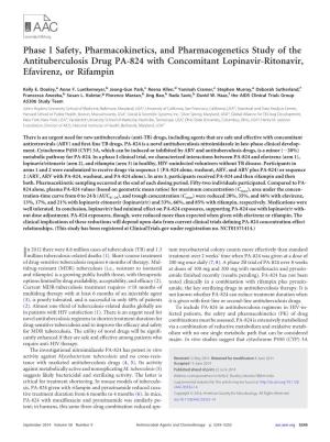 Phase I Safety, Pharmacokinetics, and Pharmacogenetics Study of the Antituberculosis Drug PA-824 with Concomitant Lopinavir-Ritonavir, Efavirenz, Or Rifampin