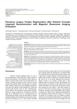 Peroneus Longus Tendon Regeneration After Anterior Cruciate Ligament Reconstruction with Magnetic Resonance Imaging Evaluation