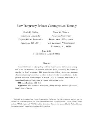 Low-Frequency Robust Cointegration Testing∗