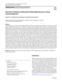 Short-Term Prediction of Demand for Ride-Hailing Services: a Deep Learning Approach