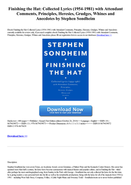 Download Finishing the Hat: Collected Lyrics (1954-1981) with Attendant