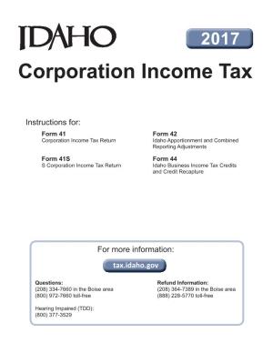 Corporate Income Tax Instructions Packet