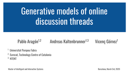 Generative Models of Online Discussion Threads