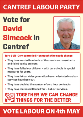 Vote for David Simcock in Cantref