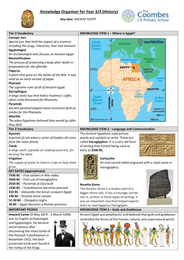 Knowledge Organiser for Year 3/4 (History)