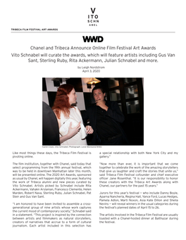 Chanel and Tribeca Announce Online Film Festival Art Awards Vito