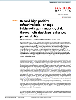 Record-High Positive Refractive Index Change in Bismuth Germanate