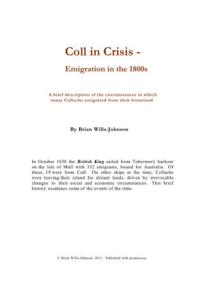 Coll in Crisis - Emigration in the 1800S