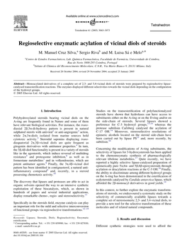 Regioselective Enzymatic Acylation of Vicinal Diols of Steroids