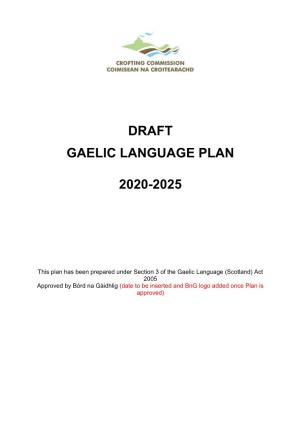 Draft Gaelic Language Plan 2020-2025