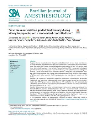 Pulse Pressure Variation Guided Fluid Therapy During Kidney Transplantation