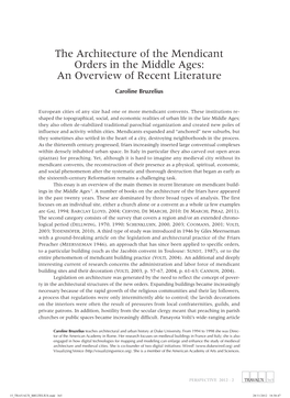 The Architecture of the Mendicant Orders in the Middle Ages: an Overview of Recent Literature