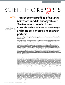 Transcriptome Profiling of Galaxea Fascicularis and Its Endosymbiont Symbiodinium Reveals Chronic Eutrophication Tolerance Pathw