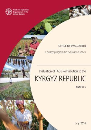 Evaluation of FAO's Contribution to the Kyrgyz Republic. Annexes