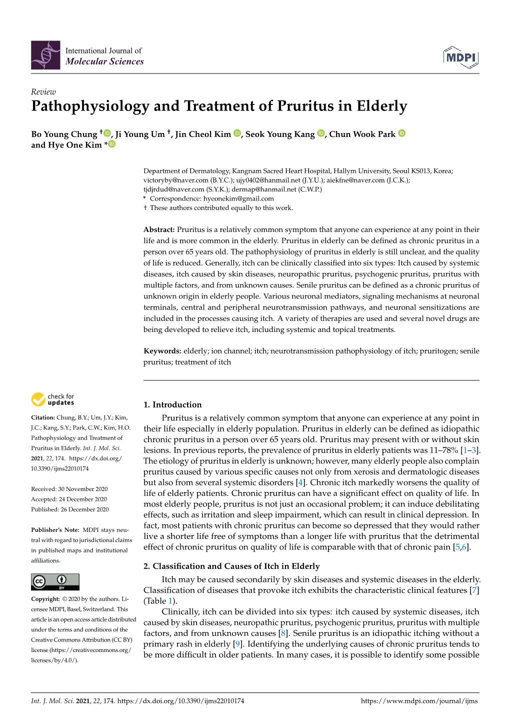 Pathophysiology and Treatment of Pruritus in Elderly