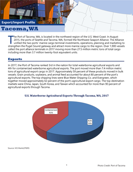 Profiles of Top U.S. Agricultural Ports, 2017 Update, Tacoma, Washington
