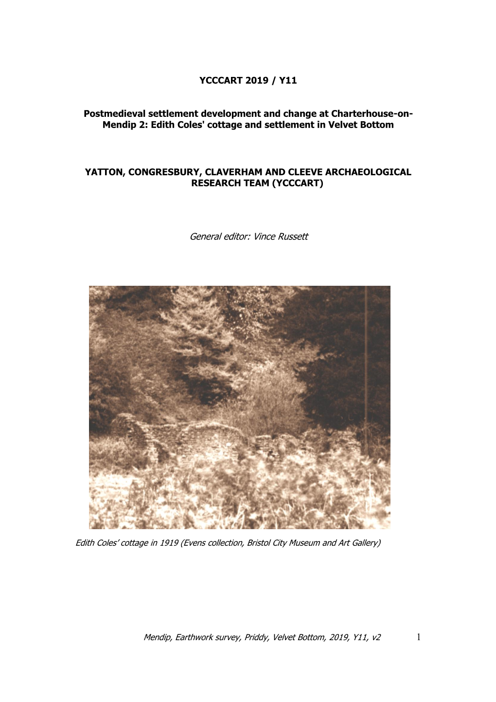 Mendip Earthwork Survey Priddy Velvet Bottom 2019