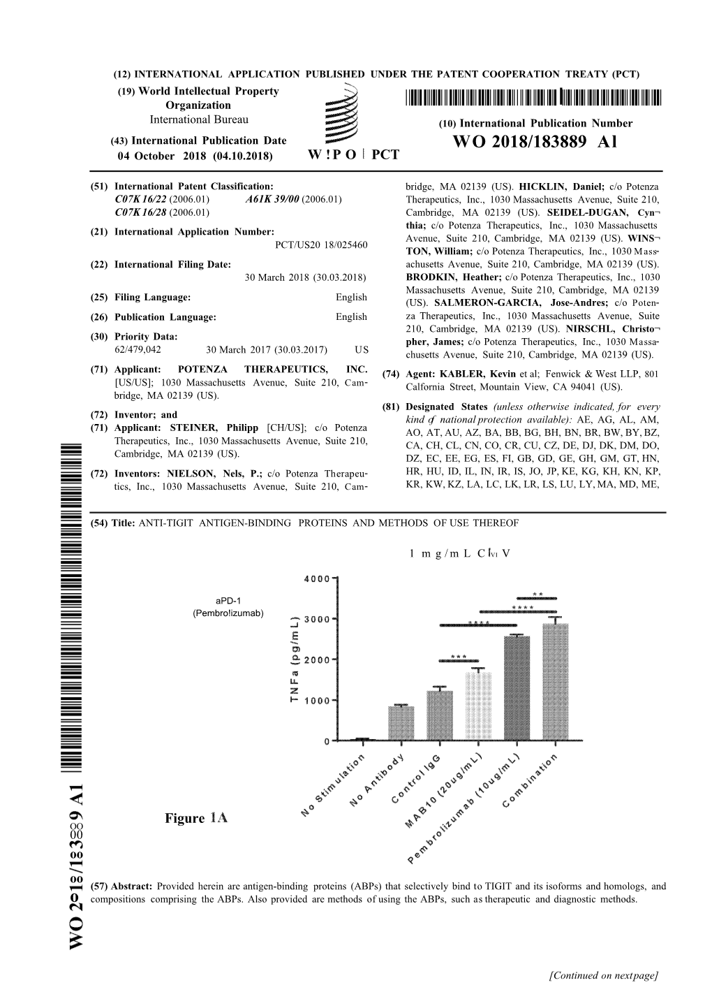 WO 2018/183889 Al 04 October 2018 (04.10.2018) W ! P O PCT