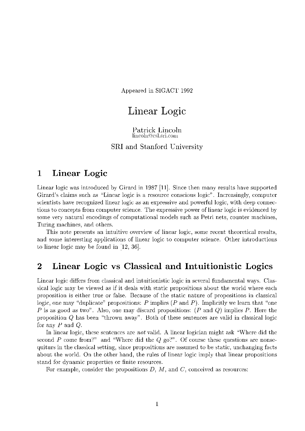 Linear Logic