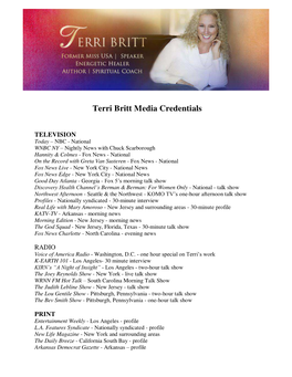 Terri Britt Media Credentials