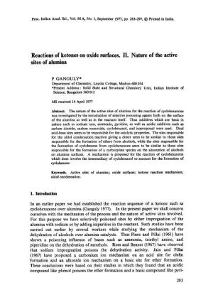 Reactions of Ketones on Oxide Surfaces. II. Nature of the Active
