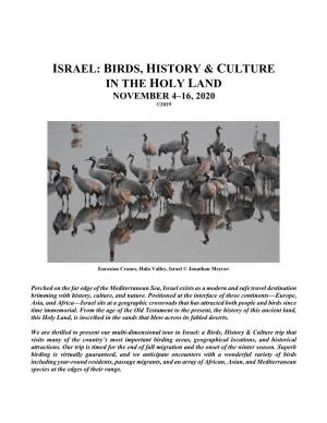 Israel: Birds, History & Culture in the Holy Land