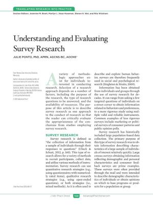 Understanding and Evaluating Survey Research
