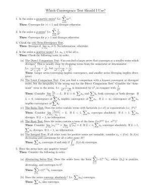Which Convergence Test Should I Use?