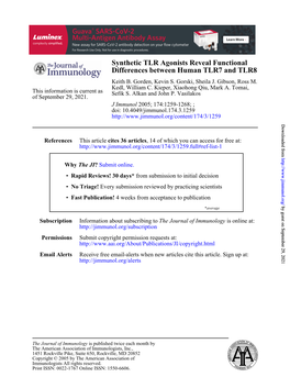 TLR8 Differences Between Human TLR7 and Synthetic TLR Agonists