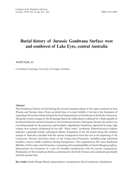 Burial History of Jurassic Gondwana Surface West and Southwest of Lake Eyre, Central Australia