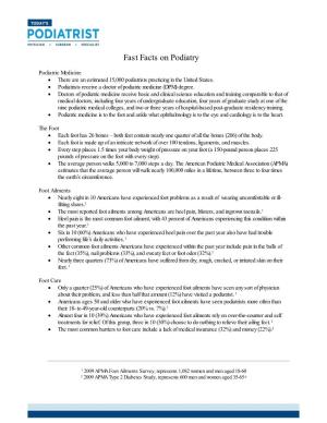 Fast Facts on Podiatry