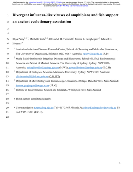 Divergent Influenza-Like Viruses of Amphibians and Fish Support