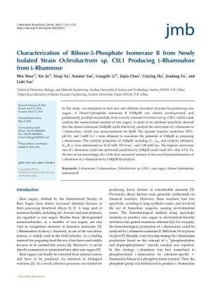 Characterization of Ribose-5-Phosphate Isomerase B from Newly Isolated Strain Ochrobactrum Sp