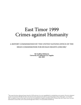 East Timor 1999 Crimes Against Humanity