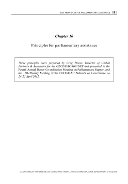 Chapter 10 Principles for Parliamentary Assistance