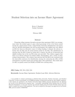 Student Selection Into an Income Share Agreement
